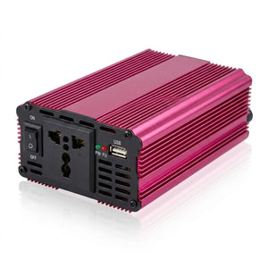Inversor de corriente 500W 12V 220V Olsace aluminio rojo vista frontal