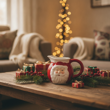 Jarra ceramica Santa Claus decoracion navideña living hogar chileno