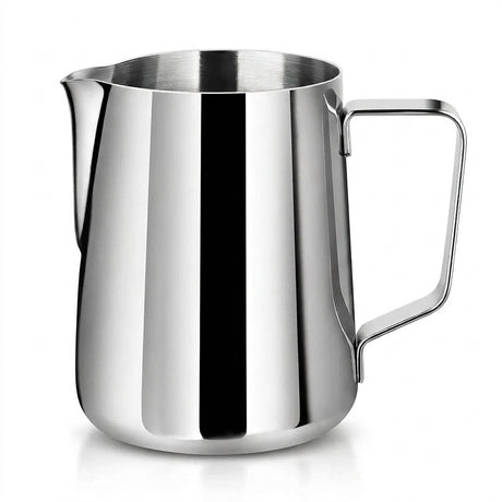 Jarra lechera acero inoxidable 2L medidor barista vista frontal fondo blanco