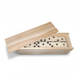 Set domino 28 piezas caja madera double six vista frontal fondo blanco