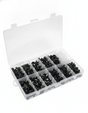 Kit 350 clips plásticos automotrices caja organizadora 12 compartimentos vista frontal