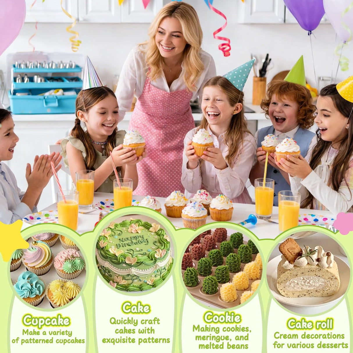 Kit decoración cupcakes pastelería familia chilena cocina hogar