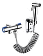 Kit ducha bidet árabe acero inoxidable válvula T 3 vías vista frontal completa