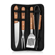 Kit parrillero 4 piezas estuche negro utensilios BBQ vista frontal