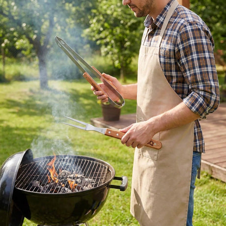 Set parrillero asado chileno quincho espátula tenedor cuchillo pinza