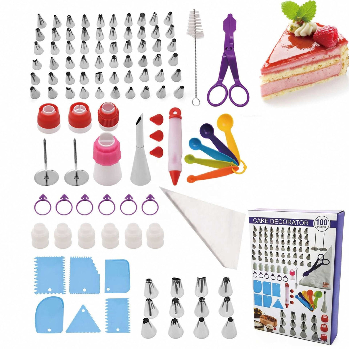 Set reposteria 100 piezas boquillas acero inoxidable kit decoracion tortas vista frontal