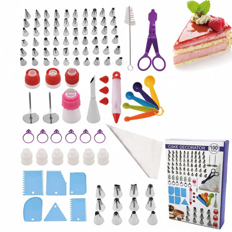 Set reposteria 100 piezas boquillas acero inoxidable kit decoracion tortas vista frontal