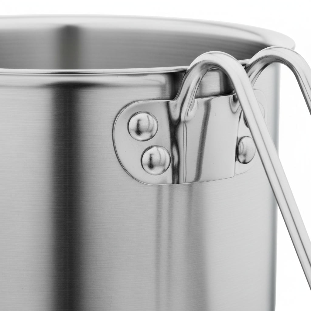 Lechero inoxidable Wens cocina chilena mesa madera mañana