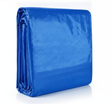 Lona impermeable azul 4x6 metros plegada con ojetillos metálicos vista frontal fondo blanco