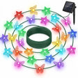 Guirnalda solar navidad 20 LED arbolito copos multicolor vista frontal fondo blanco