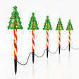 Set 5 luces solares navidad estaca árbol jardín LED cálida vista frontal