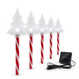 Set 5 estacas solares árbol navideño LED 25cm vista frontal fondo blanco