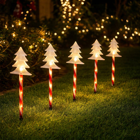Luces solares navidad estacas árbol jardín chileno camino nocturno luz cálida