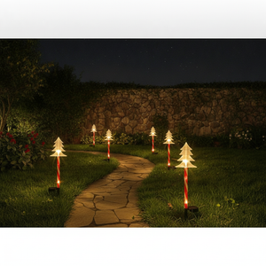 Luces solares navidad estacas árbol jardín chileno camino nocturno luz cálida