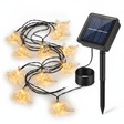 Luces solares navidad renos 20 LED cálidas 3m vista frontal fondo blanco