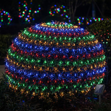 Malla luces solares navidad decoracion quincho fiestas patrias multicolor exterior