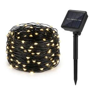 Malla luces LED solar 200 puntos luz calida 3x2m vista frontal fondo blanco