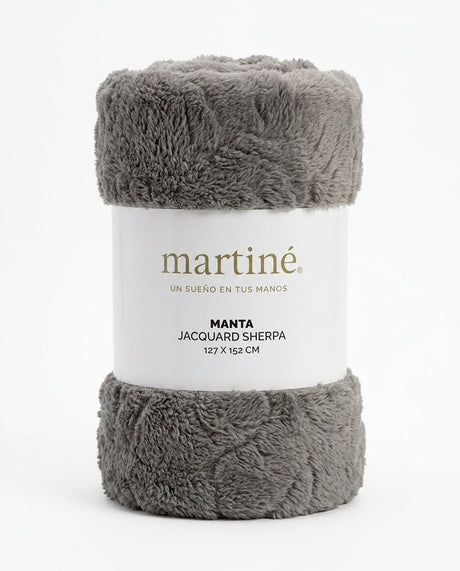 Manta Sherpa Jacquard Gris Suave 127x152cm | Disparo.cl