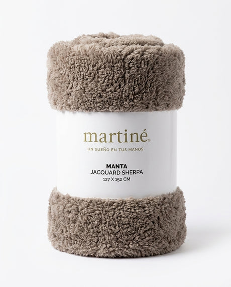 Manta Sherpa Jacquard Martiné Caramelo 127x15 | Disparo.cl