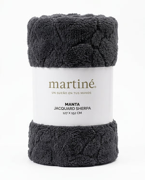 Manta Sherpa Jacquard Martiné Gris 127x152cm | Disparo.cl