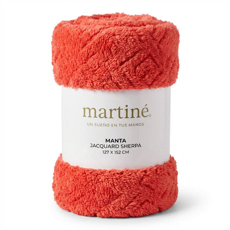 Manta Sherpa Jacquard Roja 127x152cm Martiné | Disparo.cl