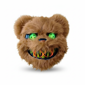 Mascara Halloween oso LED luz verde pilas AA vista frontal producto