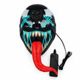 Mascara Venom Halloween LED neon celeste con lengua roja vista frontal fondo blanco