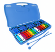 Metalofono cromatico 25 notas xilofono infantil estuche azul vista frontal fondo blanco
