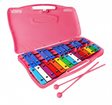 Metalofono cromatico 25 notas xilofono infantil estuche rosa con baquetas vista frontal