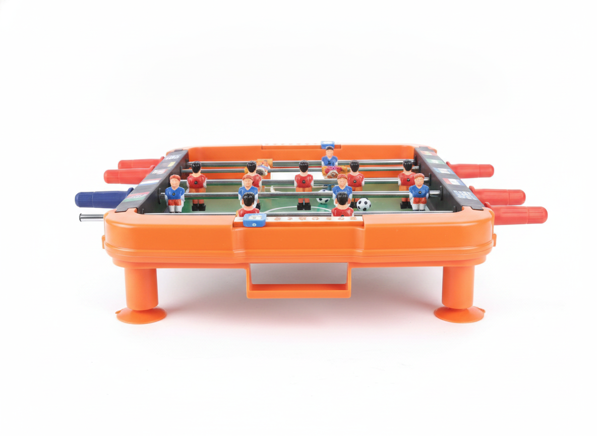 Mini taca taca futbol mesa infantil vista frontal fondo blanco