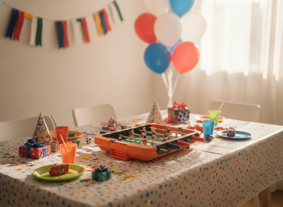 Mini taca taca en mesa de cumpleaños decoracion infantil