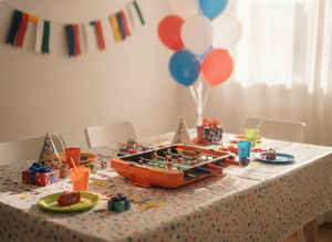 Mini taca taca en mesa de cumpleaños decoracion infantil