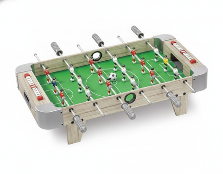 Mini taca taca futbolito de mesa madera 70x36cm vista frontal fondo blanco