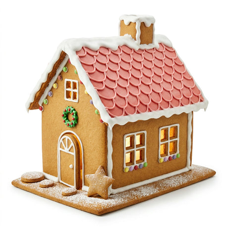 Niños armando casa jengibre 3D con moldes acero inoxidable cocina chilena Navidad
