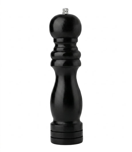 Molinillo pimentero manual madera negro 20cm vista frontal fondo blanco