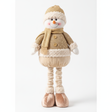Muñeco de nieve dorado patas extensibles 65cm fondo blanco vista frontal