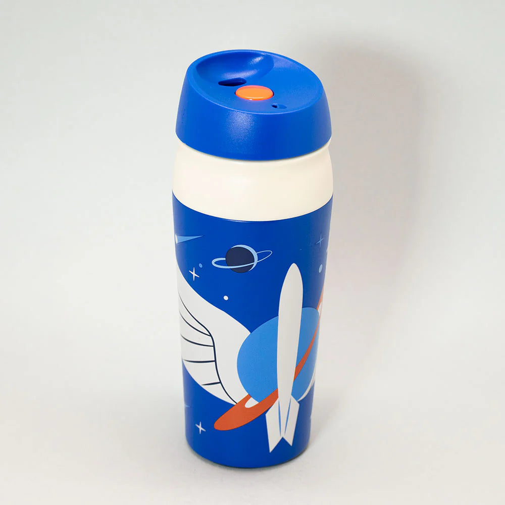 Mug botón Toy Story 5 450mL azul diseño espacial vista frontal fondo blanco