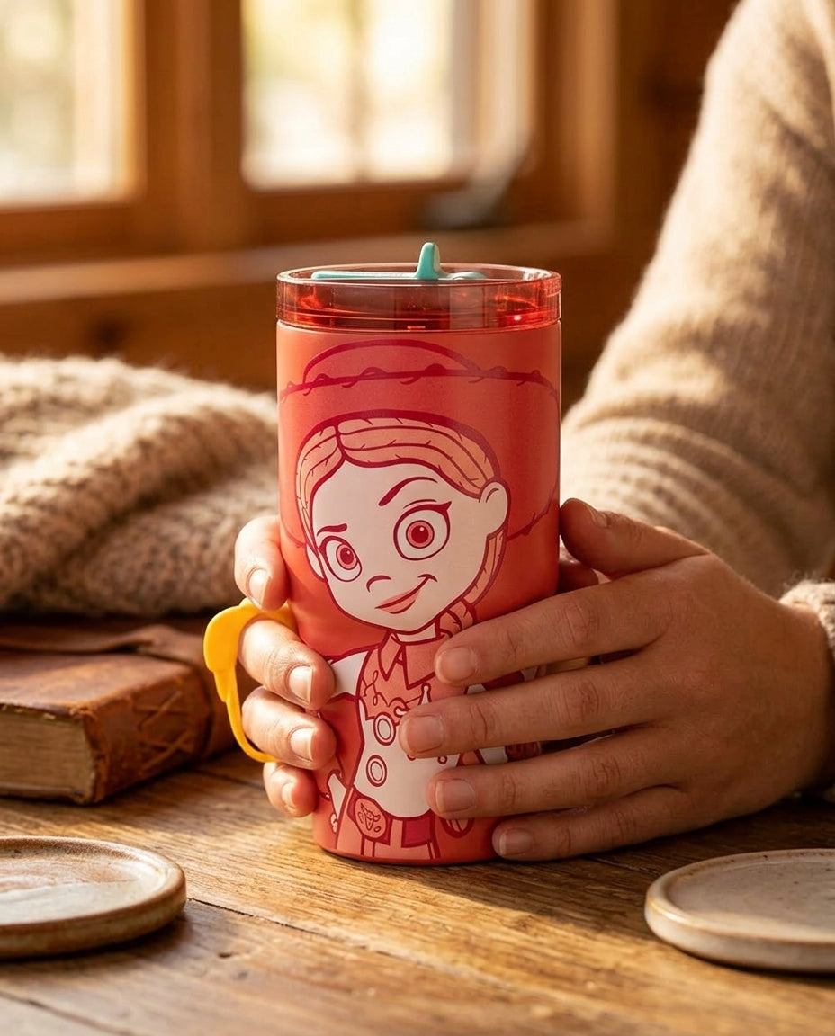 Niño chileno mochila escolar vaso térmico Jessie Toy Story 5 rojo