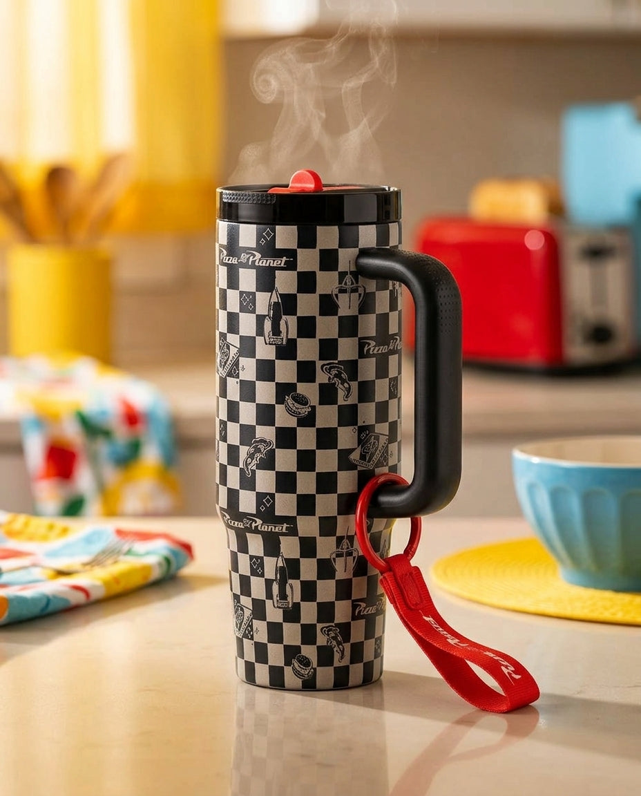 Vaso térmico Toy Story 30oz en quincho asado chileno estilo de vida