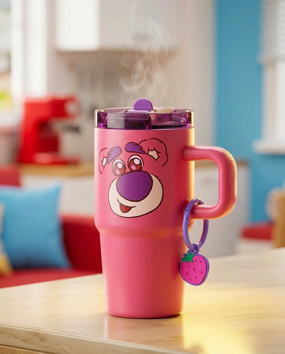 Botella mug rosa Toy Story cocina moderna chilena estilo de vida