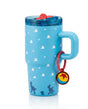 Mug térmico Toy Story 20oz celeste con diseño de nubes fondo blanco vista frontal