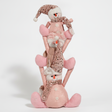 Torre 3 muñecos de nieve peluche rosa 60cm vista frontal fondo blanco