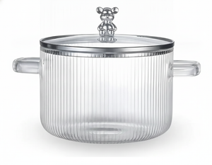 Olla vidrio borosilicato transparente 1.8L tapa osito vista frontal
