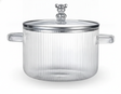 Olla vidrio borosilicato 2.5L tapa osito borde ambar fondo blanco vista frontal
