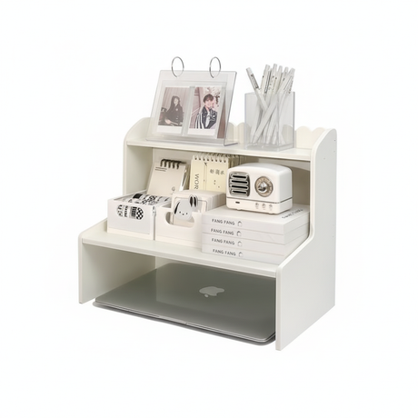 Organizador de escritorio blanco 6 niveles cajones estante vista frontal