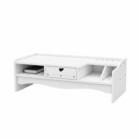 Organizador escritorio estante doble cajón blanco vista frontal fondo blanco