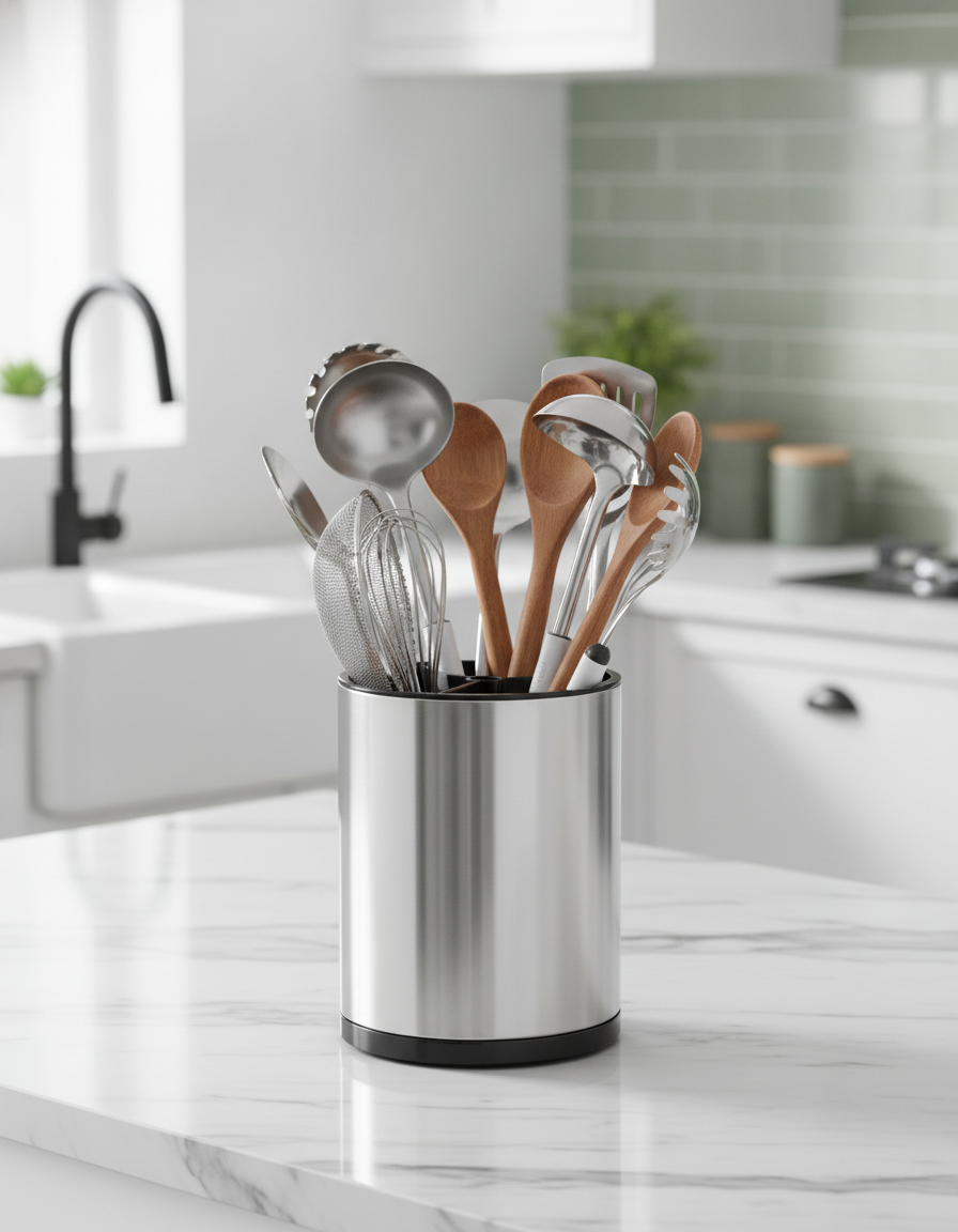 Organizador escurridor cubiertos cocina hogar chileno encimera madera