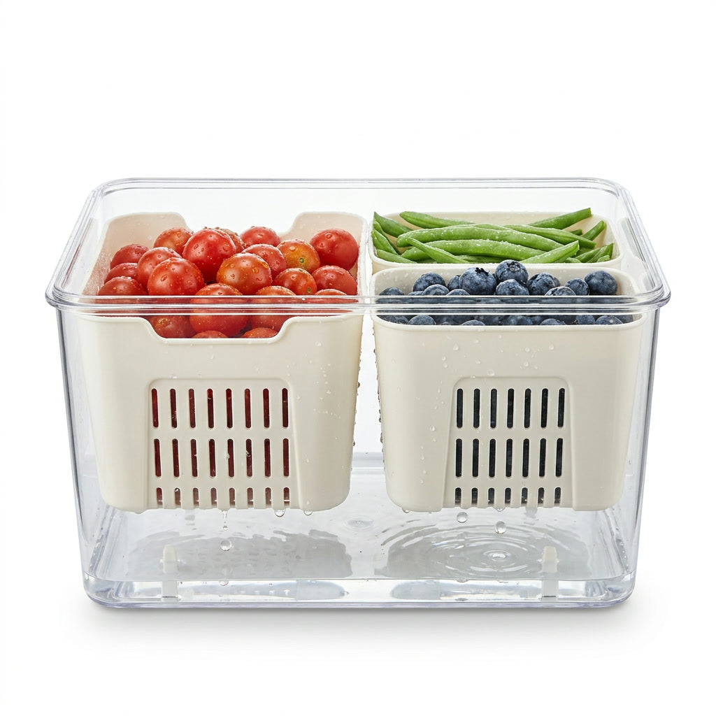 Caja organizadora refrigerador canasto removible verduras cocina chilena