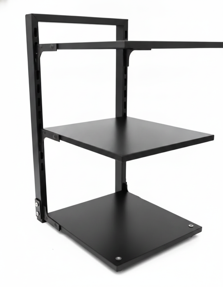 Organizador cocina vertical 3 niveles metal negro vista frontal fondo blanco