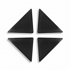 Pack 4 antideslizantes triangulares alfombra negros vista frontal fondo blanco